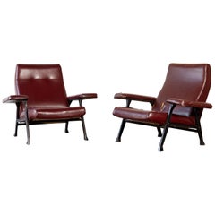 Rare Pair of Authentic 1950s Roberto Menghi Hall Chairs, Arflex, Italy