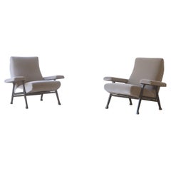 Rare Pair of Authentic 1950s Roberto Menghi Hall Chairs, Arflex, Italy