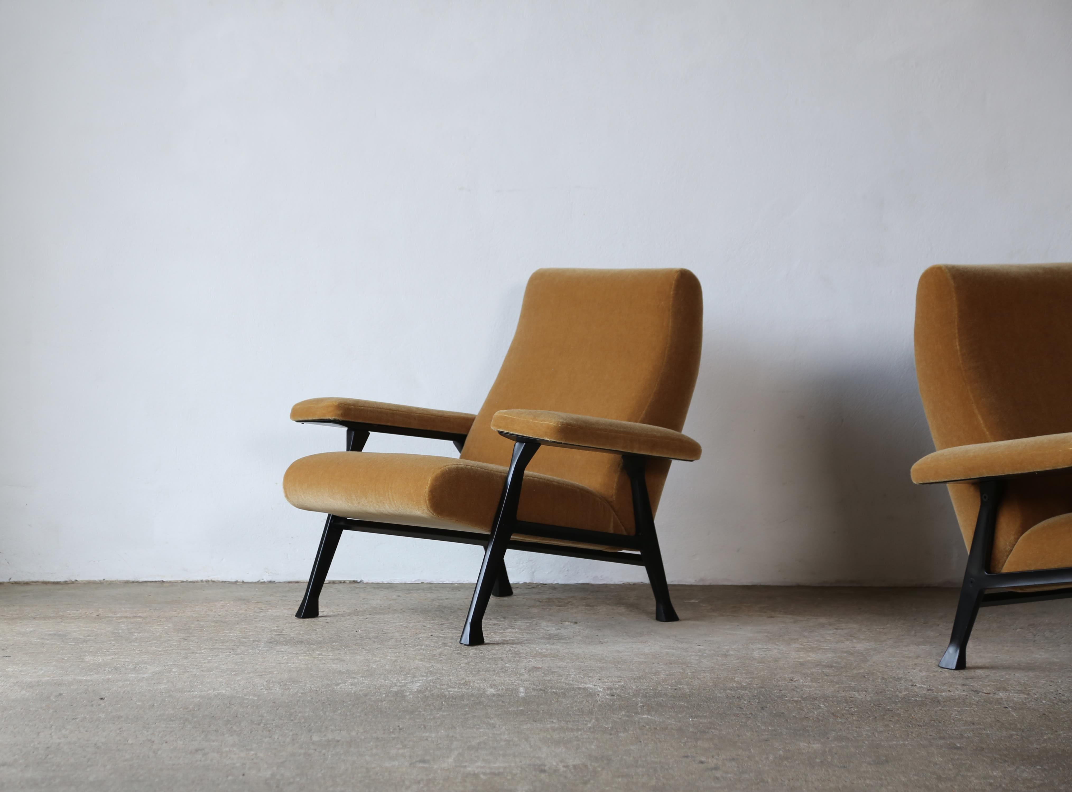 Rare paire d'authentiques chaises de salle Roberto Menghi des années 1950, Italie, New Pure Mohair en vente 6
