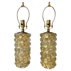 Rare Pair of Barovier & Toso Murano Glass Lenti Table Lamps by Ercole Barovier
