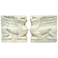 Rare Pair of Bas-Relief in Turkish Marble, 18th Century