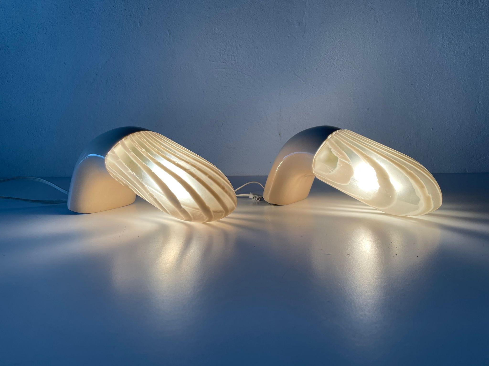 Porcelain Rare Pair of Bathroom Lamps by Peill Putzler, 1970s, Germany