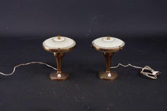 Rare pair of bedside lamps in curved glass attributed to Pietro Chiesa. Italy 19