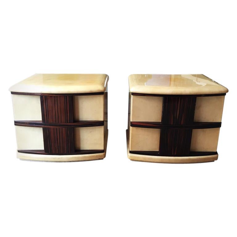 Rare Pair of Bedside Tables Designed by Aldo Tura, 1960s