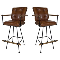Rare Pair of Billiard Stools with Arms by Cleo Baldon for Terra