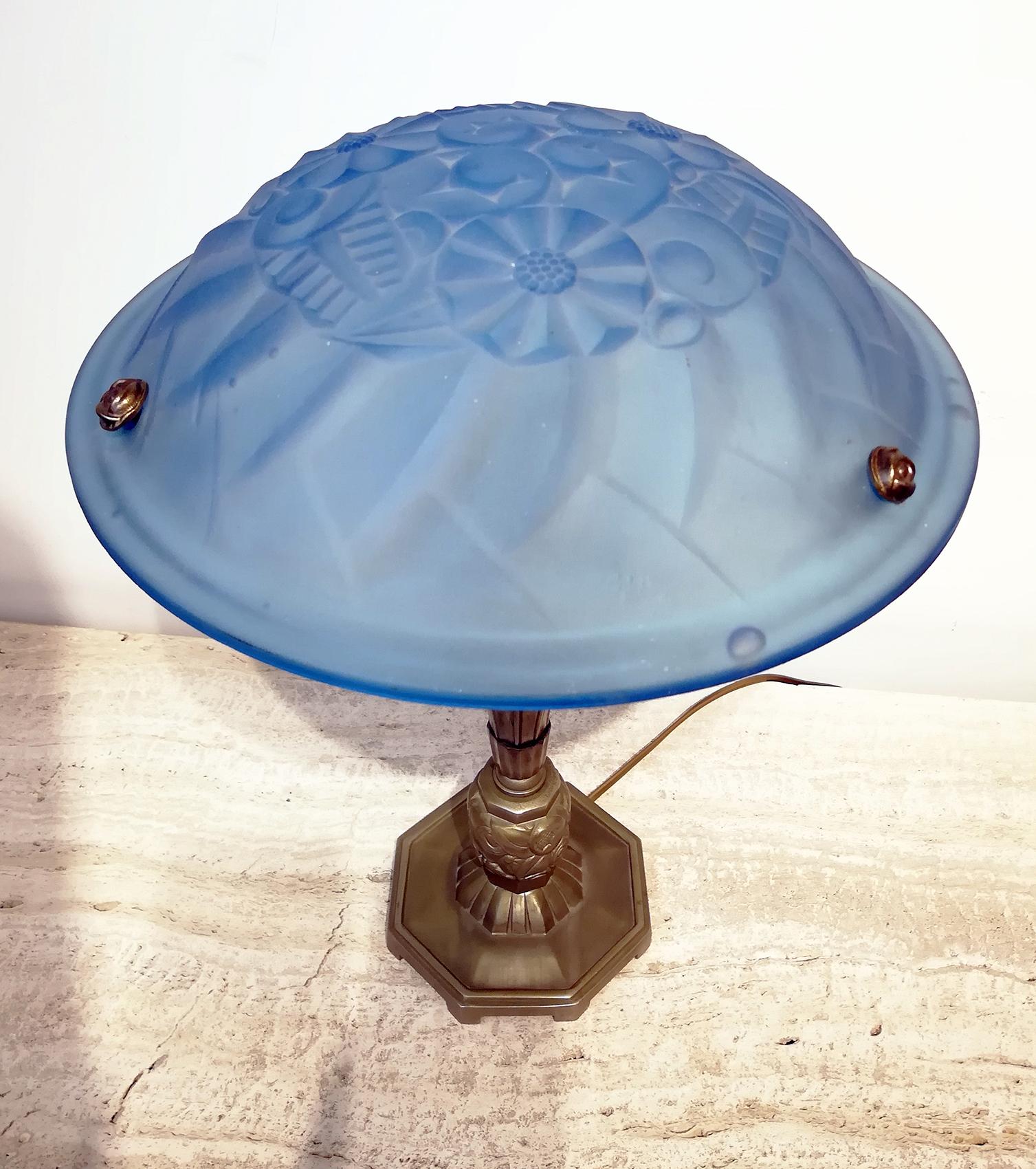 french blue table lamp