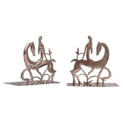 Rare Pair Of Bookends Rider "Diana" On A Horse, Hagenauer Workshop Vienna