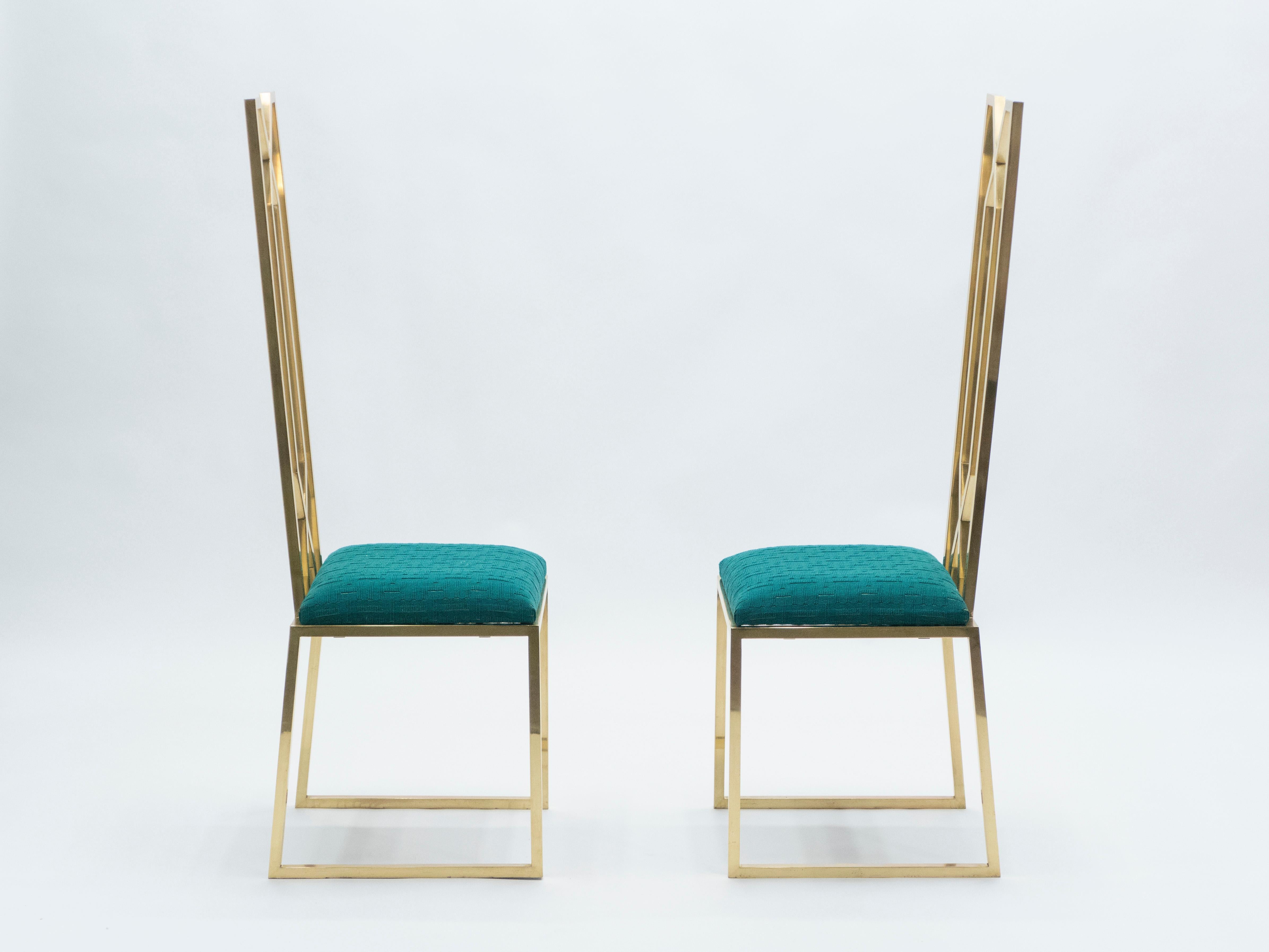 Rare Pair of Brass Chairs Signed by Alain Delon for Jean Charles, 1970s In Good Condition In Paris, IDF