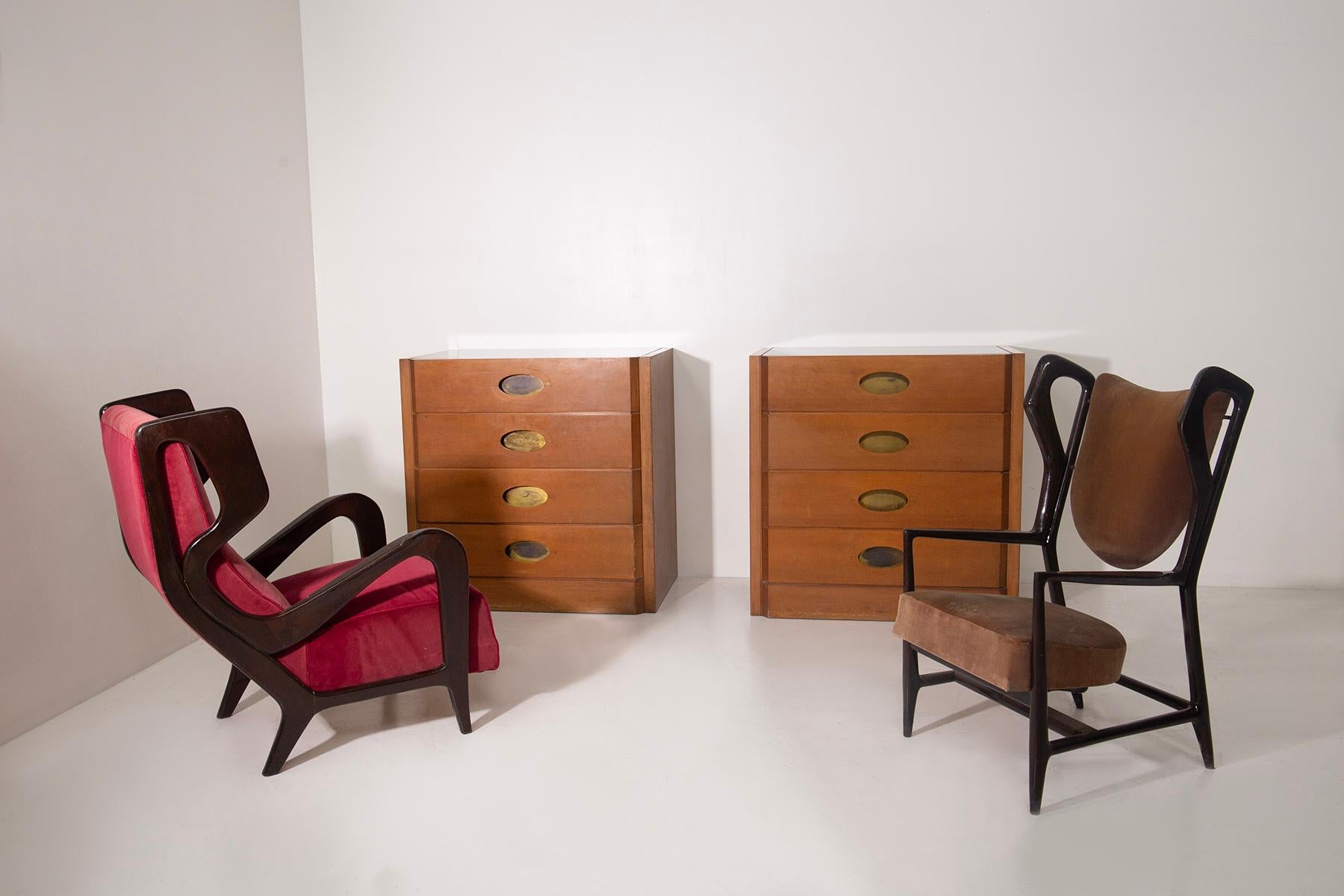 Rare Pair of Brass chests of drawers by Luigi Caccia Dominioni For Sale 3