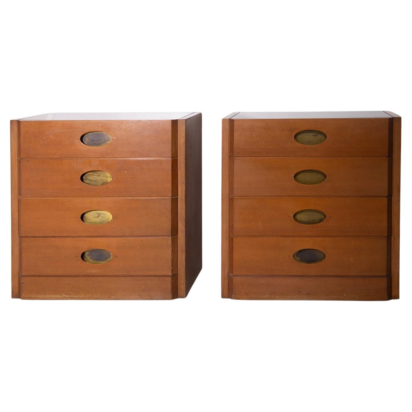 Rare Pair of Brass chests of drawers by Luigi Caccia Dominioni For Sale