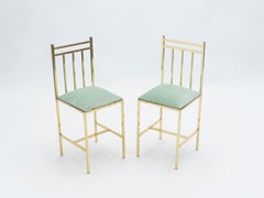 Rare paire de chaises d'enfant en laiton attribuée à Marc Du Plantier, années 1960