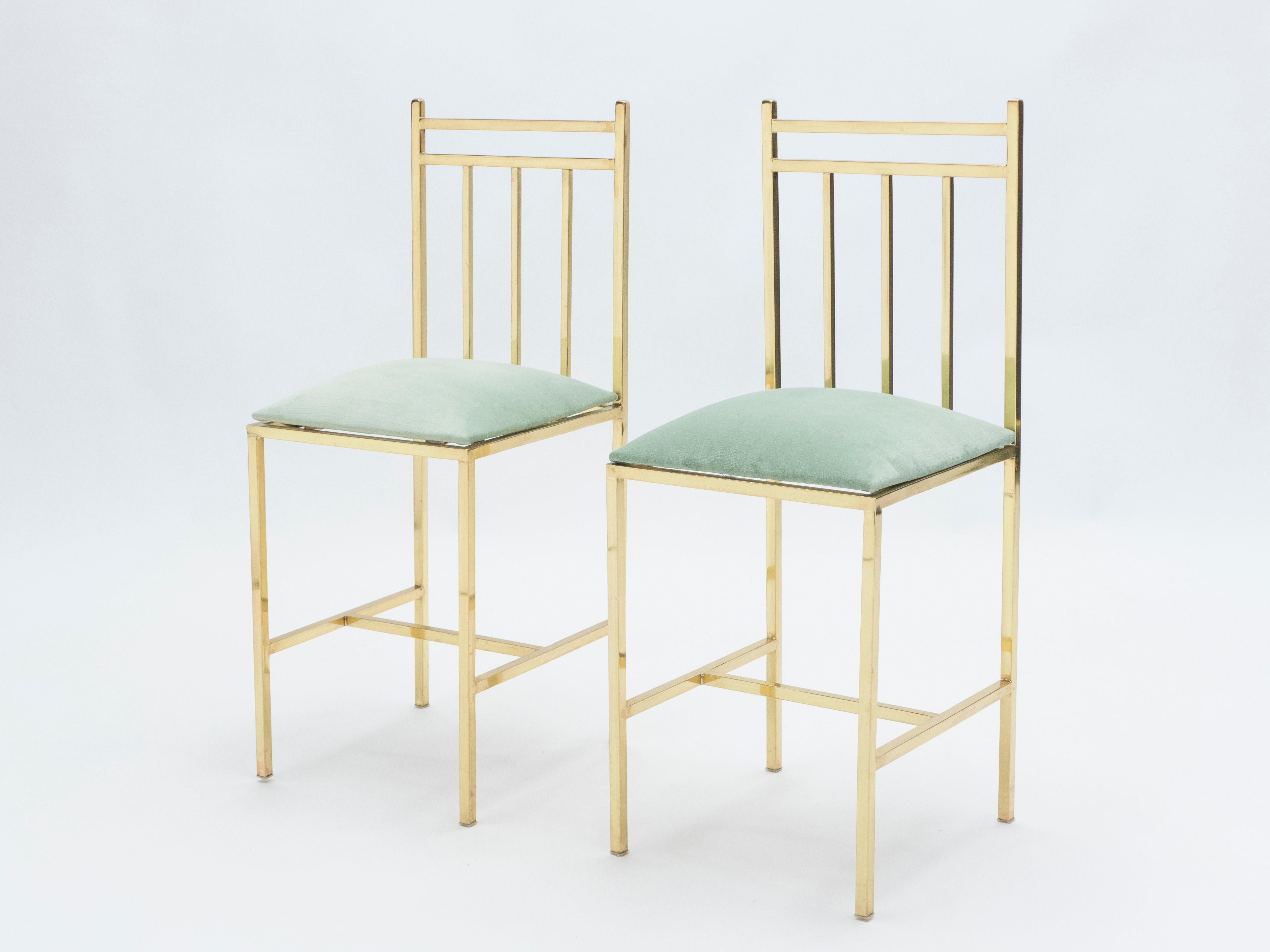 French Rare Pair of Brass Child's Chairs Attributed to Marc Du Plantier, 1960s For Sale