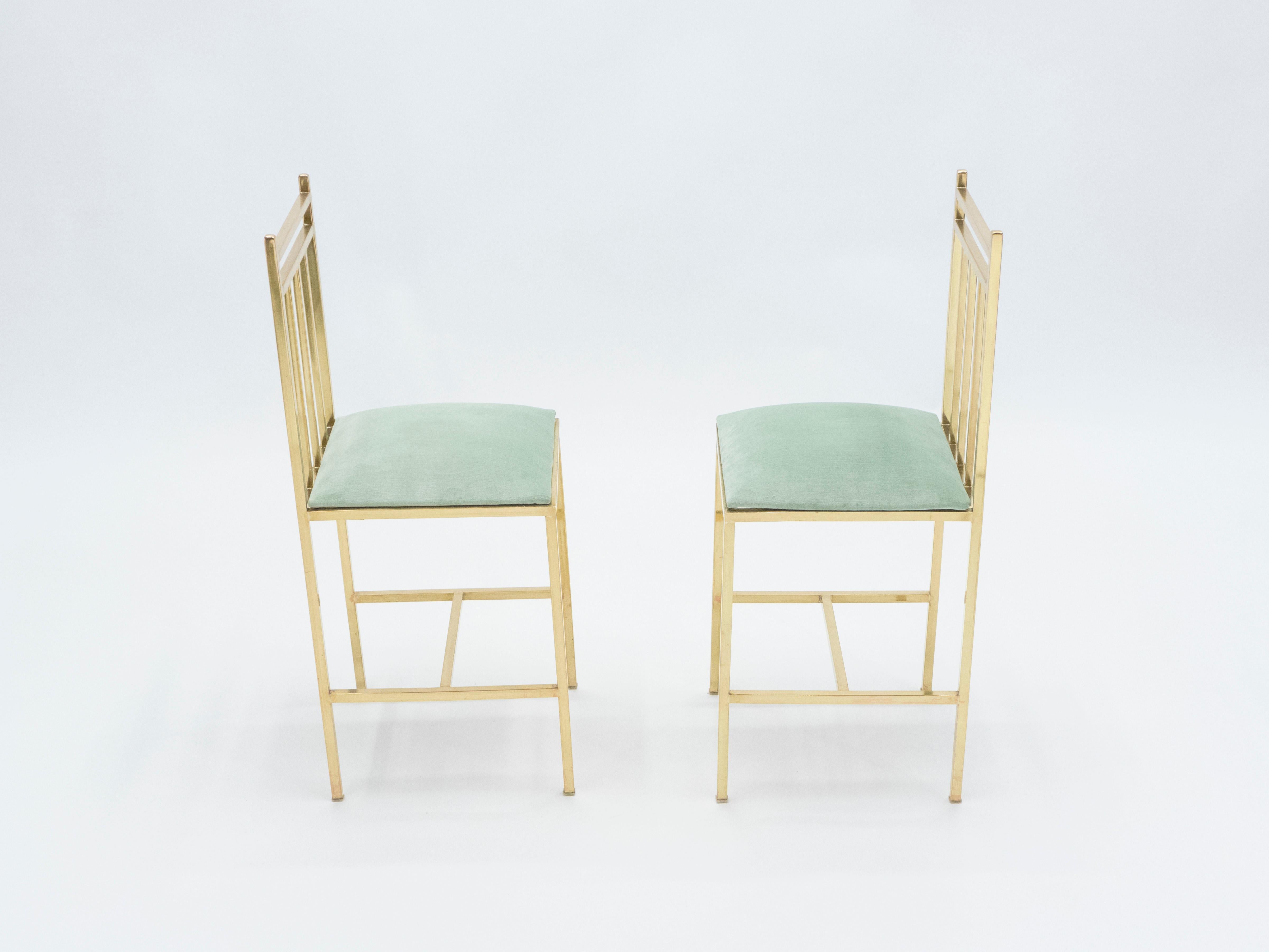 Rare paire de chaises d'enfant en laiton attribuée à Marc Du Plantier, années 1960 Bon état - En vente à Paris, IDF