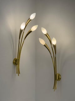 Rare pair of brass sconces designed by Oscar Torlasco for Lumi, Italy 1950s.