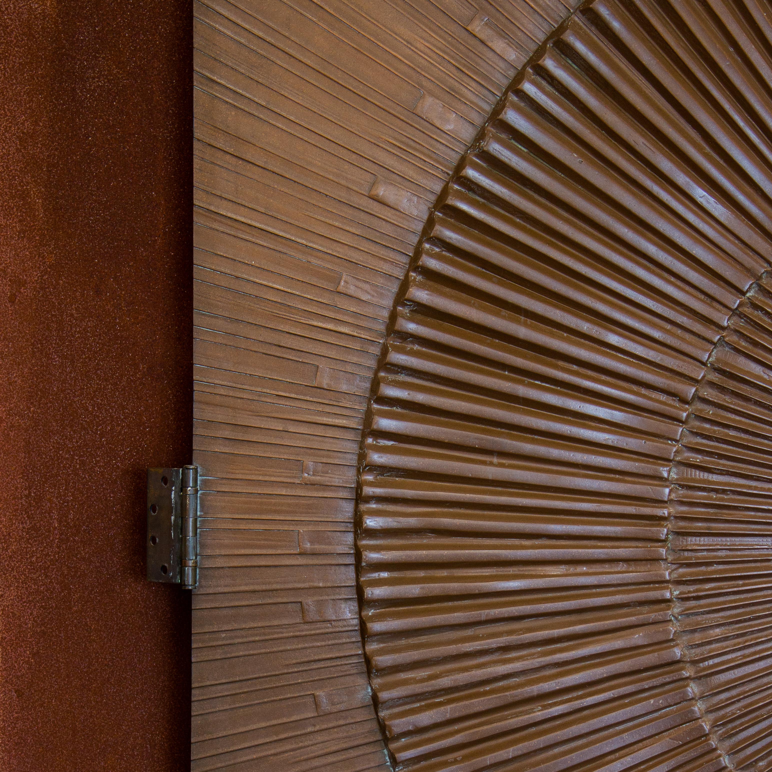 Rare Pair of Bronze Covered Sunburst Doors, 1971 5