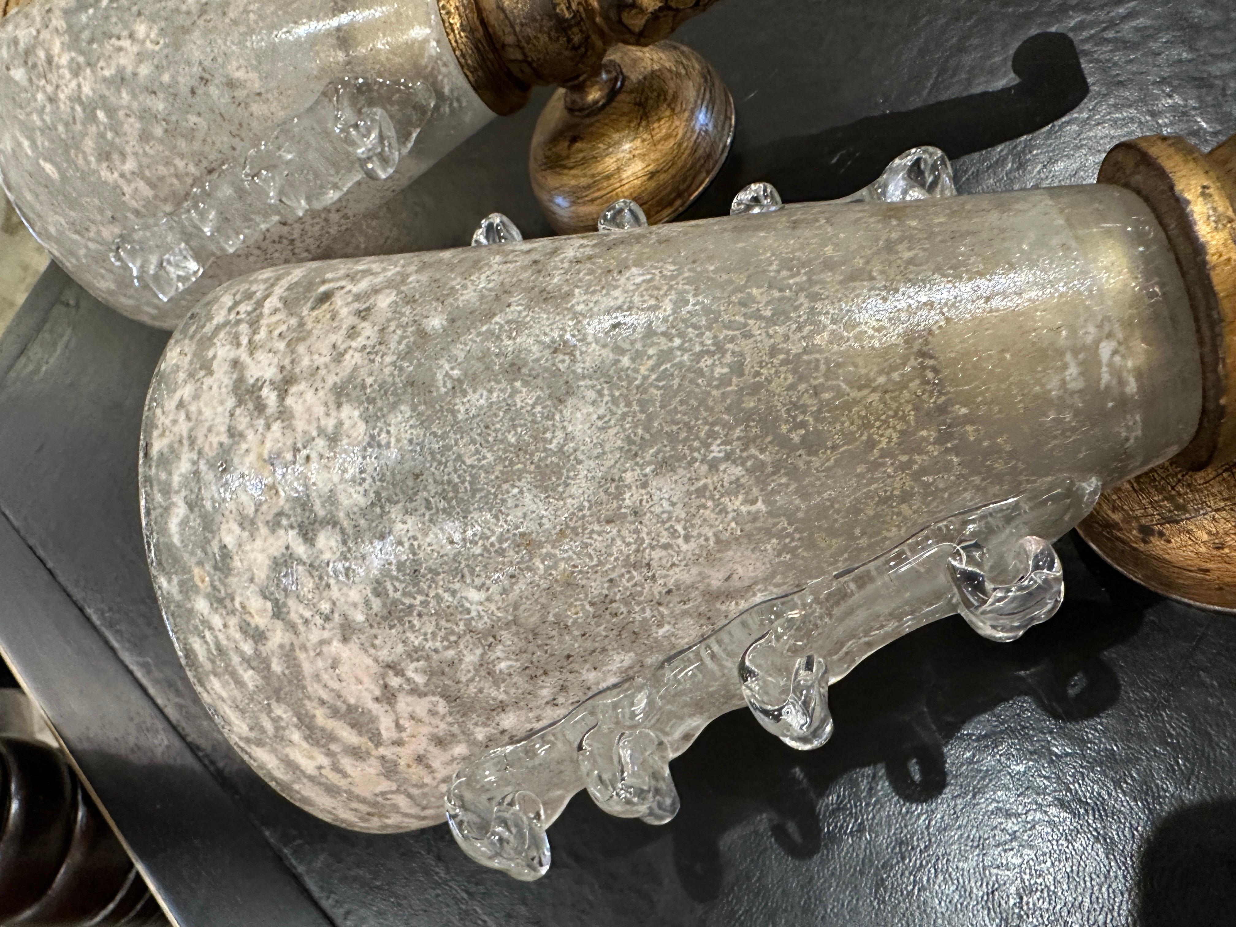 Raro Par de Apliques de Bronce y Cristal de Murano Estilo Brutal de Banci Firenze en venta 2