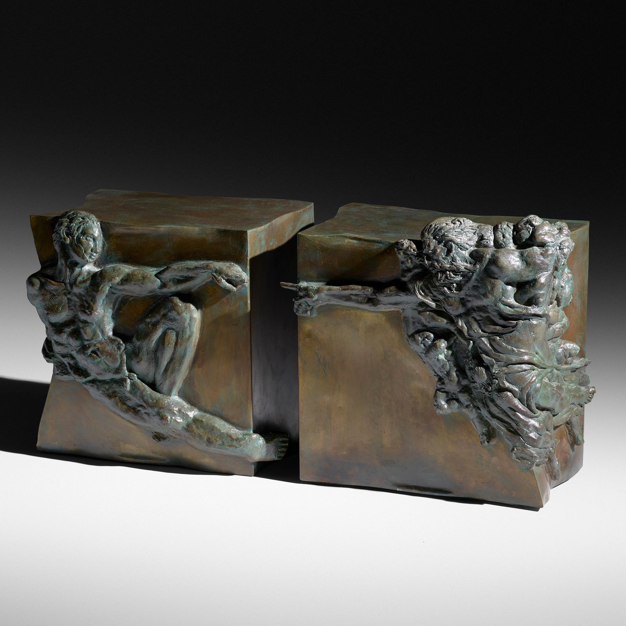 American Rare Pair of Bronze Side Tables by Philip & Kelvin Laverne, 