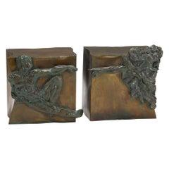 Rare Pair of Bronze Side Tables by Philip & Kelvin Laverne, " Creation of Adam".