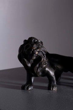 Rare Pair of bronze statues of French Lions, 1800s