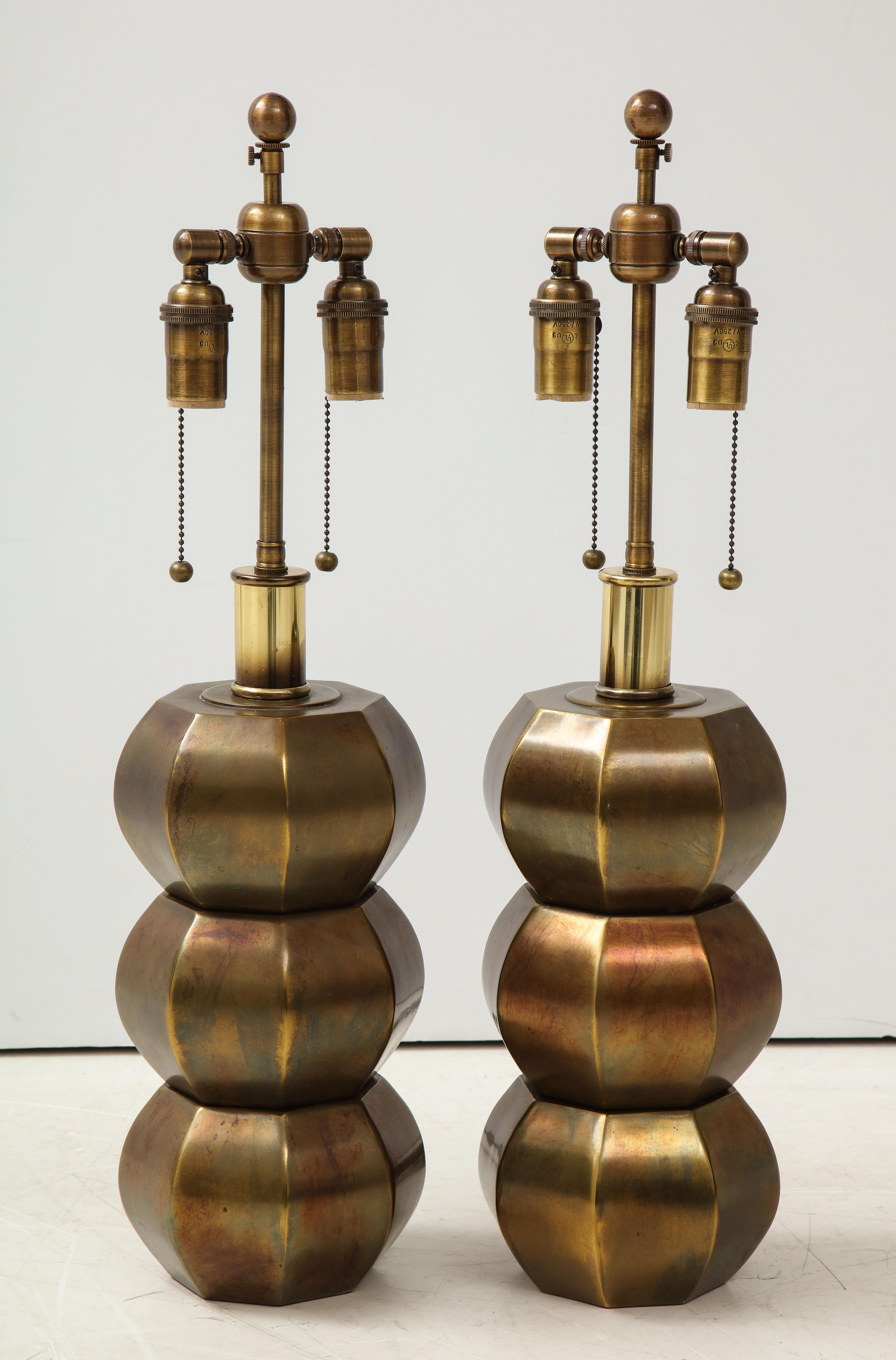 Mid-Century Modern Rare Pair of Bronzed Sphere Lamps by Westwood Industries