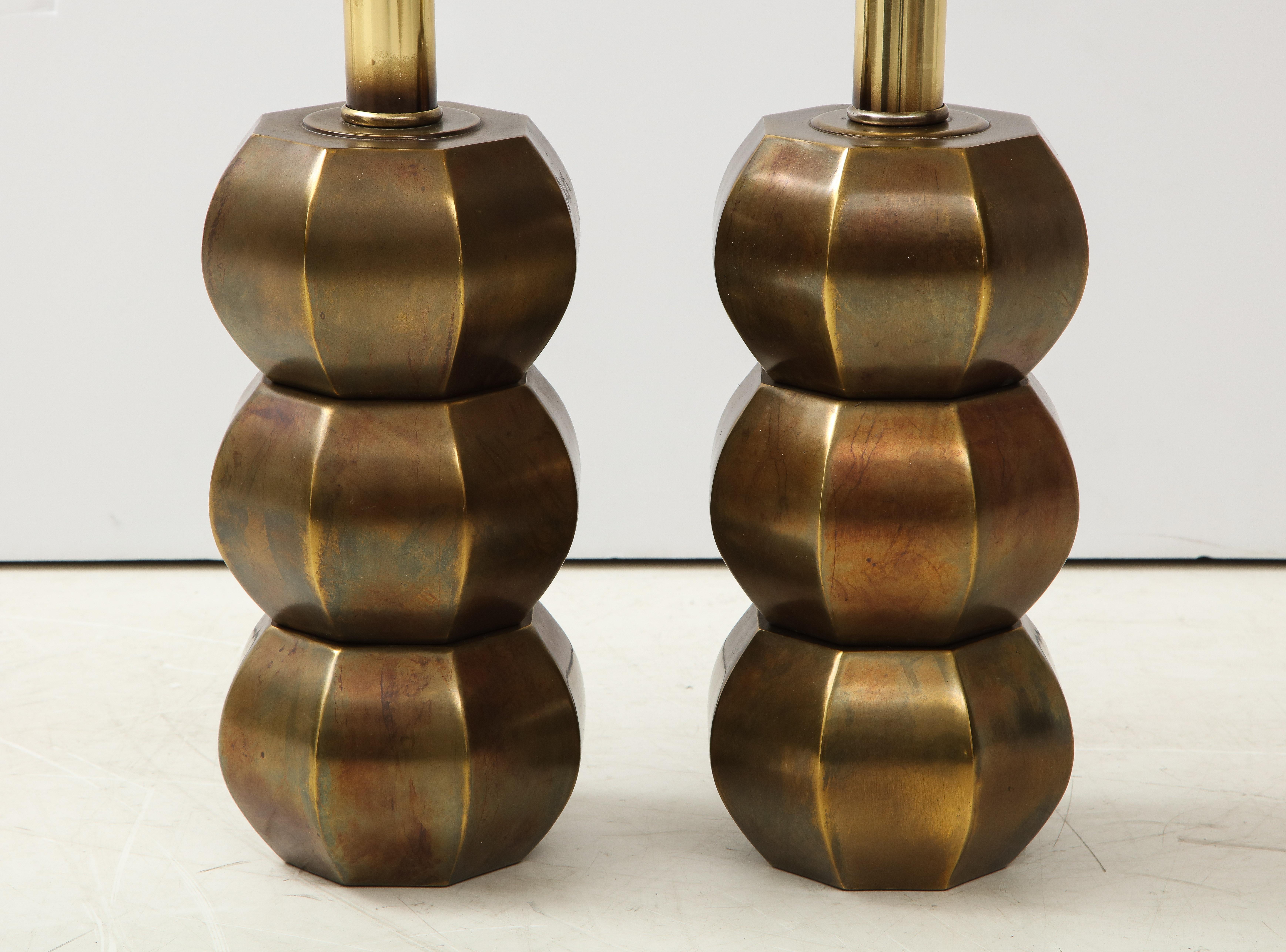 American Rare Pair of Bronzed Sphere Lamps by Westwood Industries