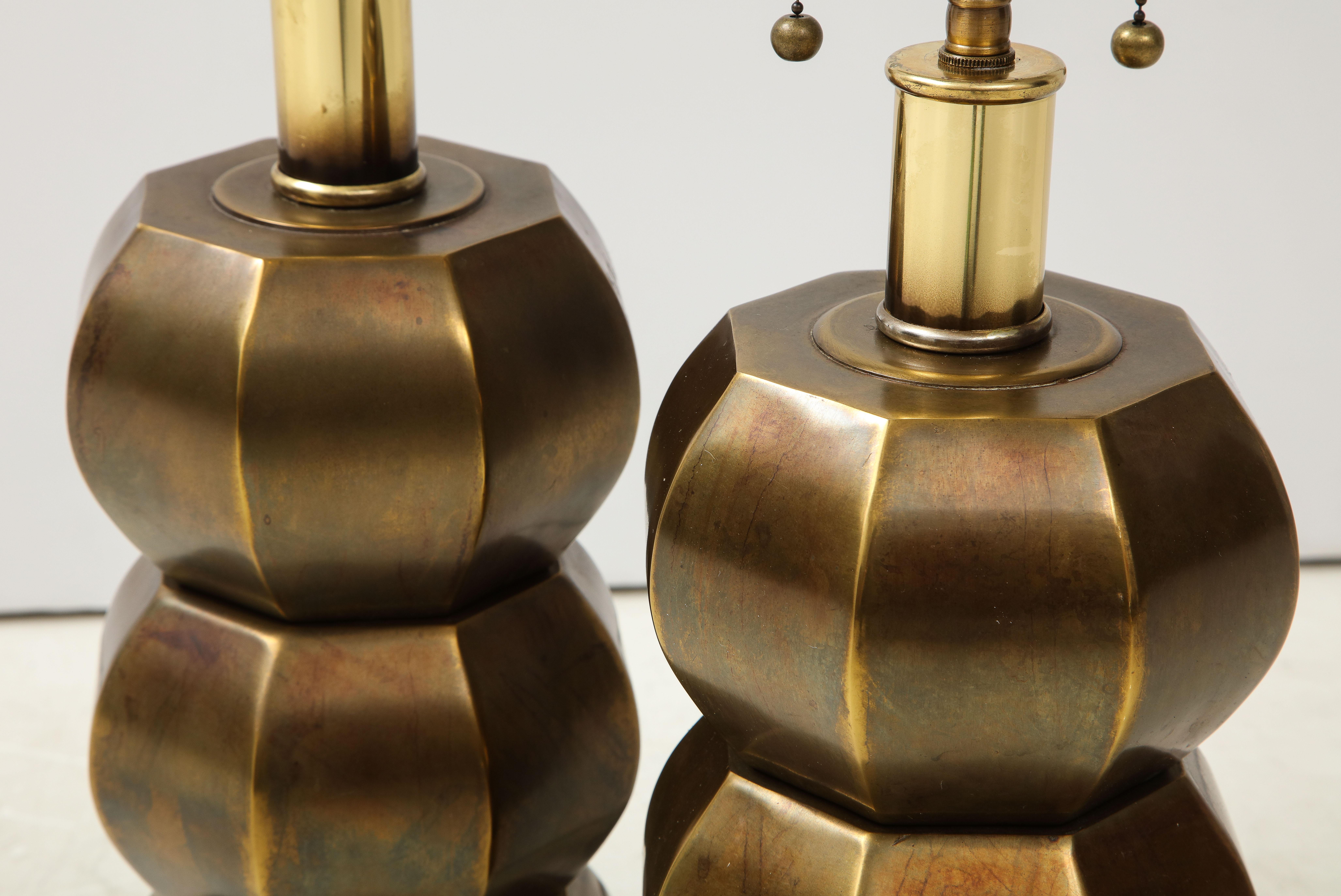 Metal Rare Pair of Bronzed Sphere Lamps by Westwood Industries