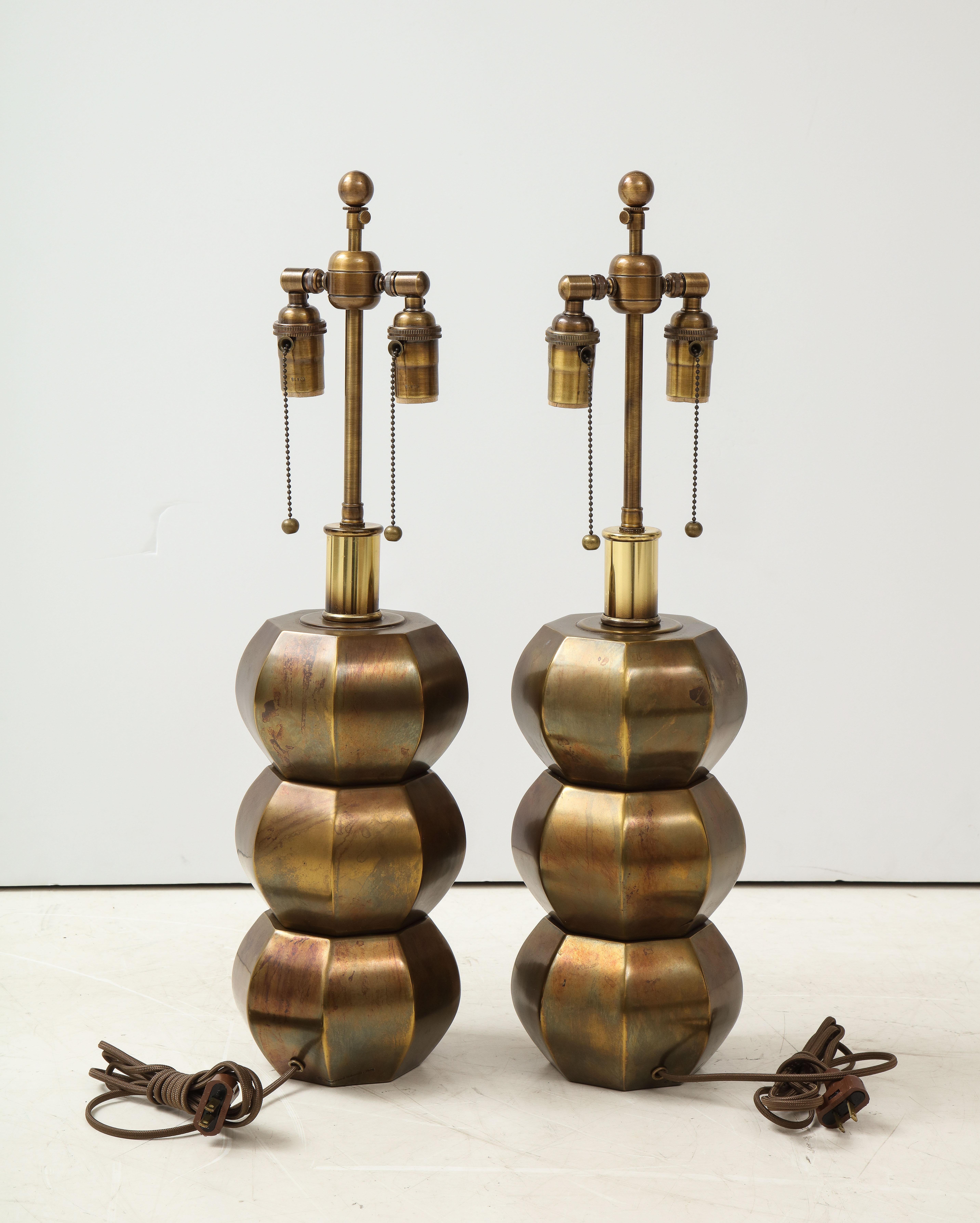 Rare Pair of Bronzed Sphere Lamps by Westwood Industries 1