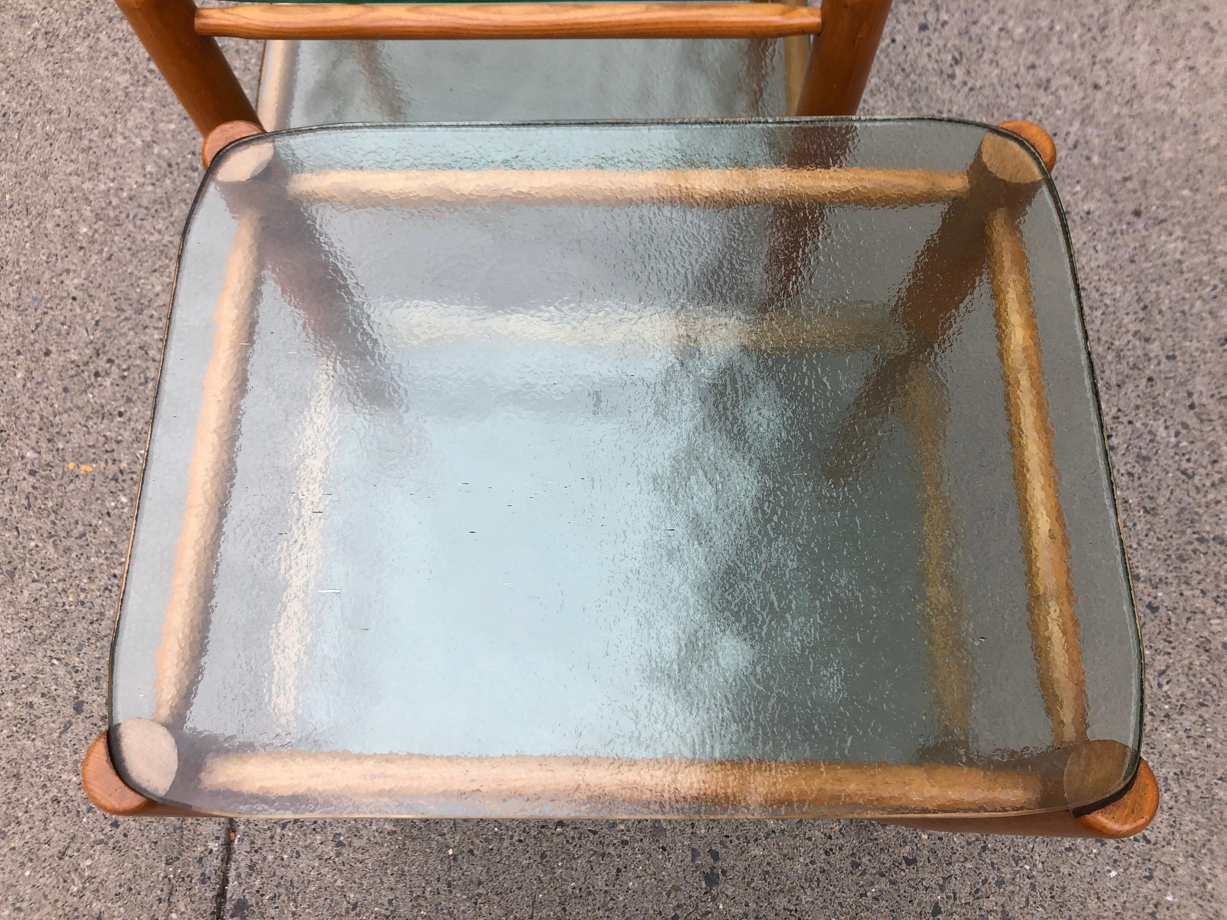 Rare Pair of Bruno Mathsson Oak and Glass Side Tables In Good Condition In Brooklyn, NY