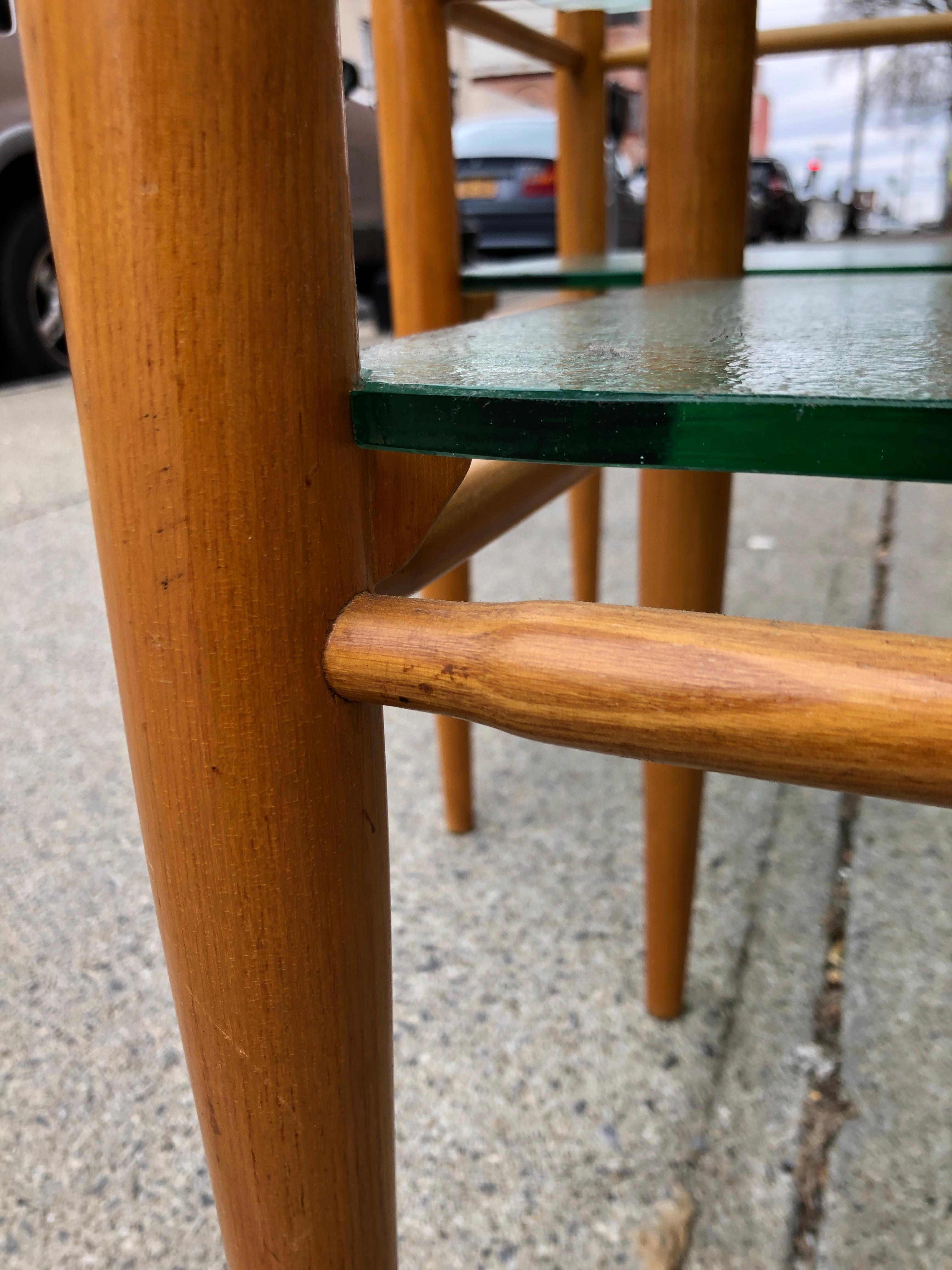 Rare Pair of Bruno Mathsson Oak and Glass Side Tables 1