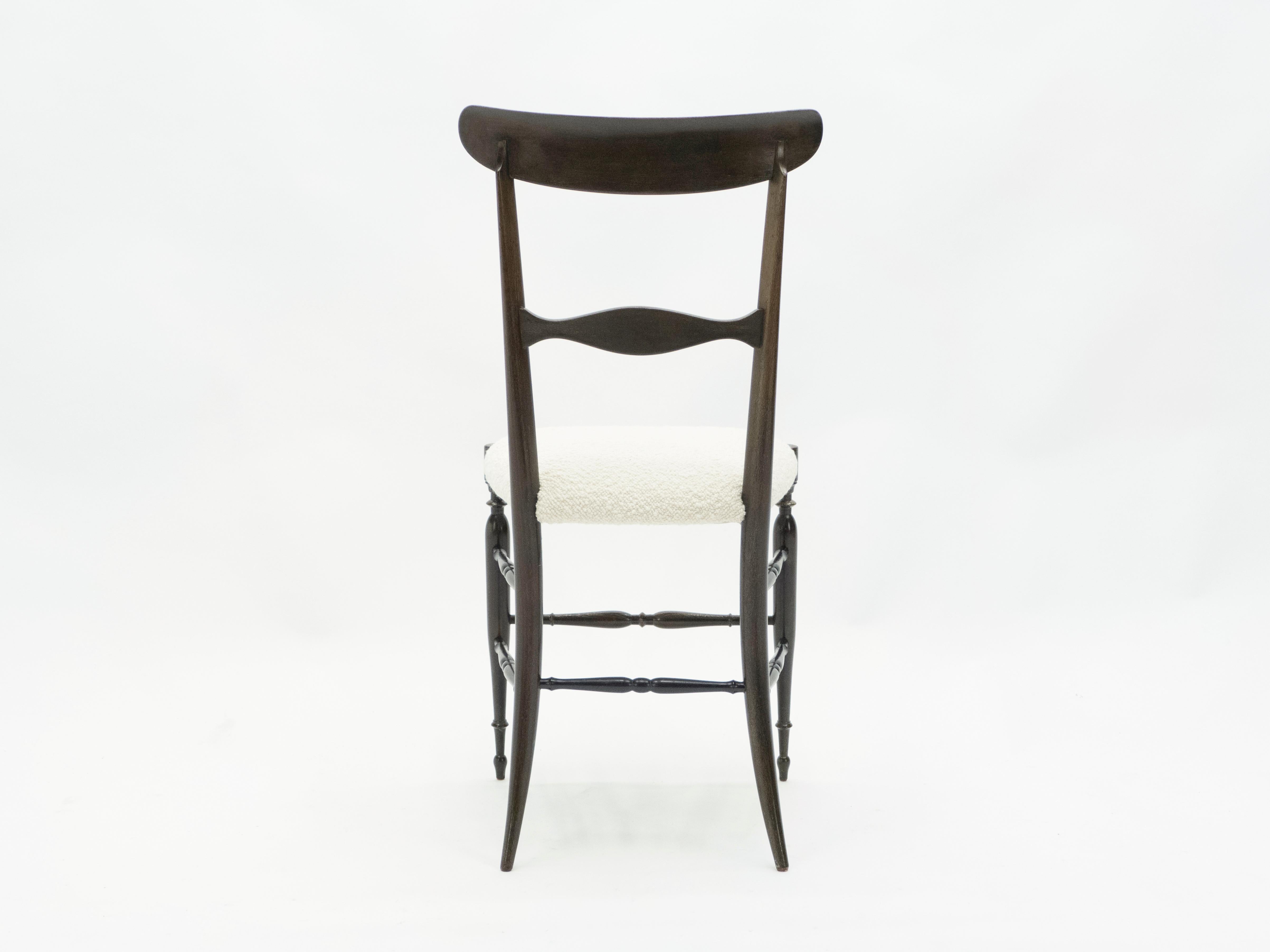 Rare Pair of Campanino Chiavari Walnut Chairs by Fratelli Levaggi, 1950 2