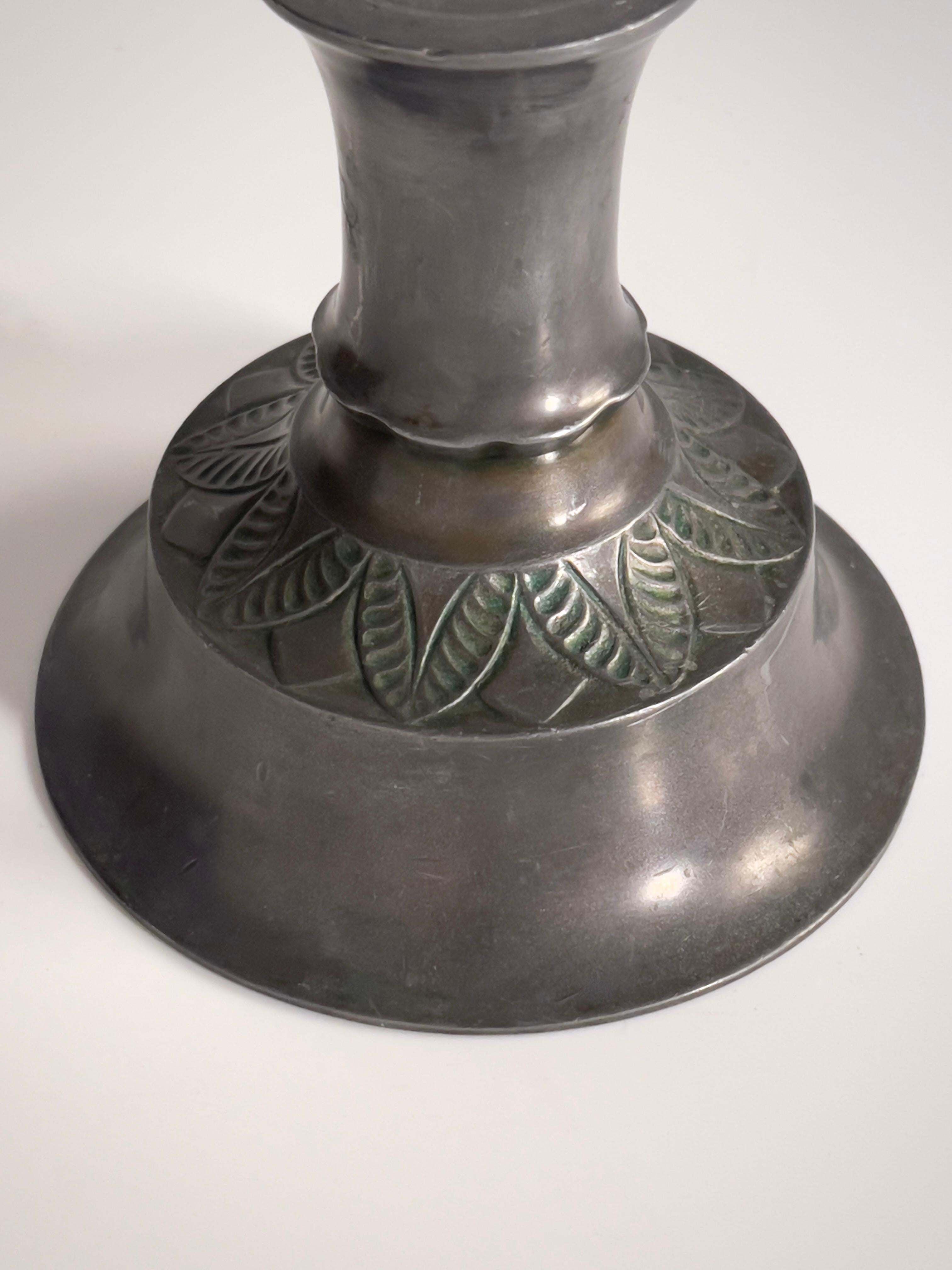 Rare pair of candlesticks by Danish sculpture and silversmith Just Andersen 1920 In Good Condition For Sale In København K, 84