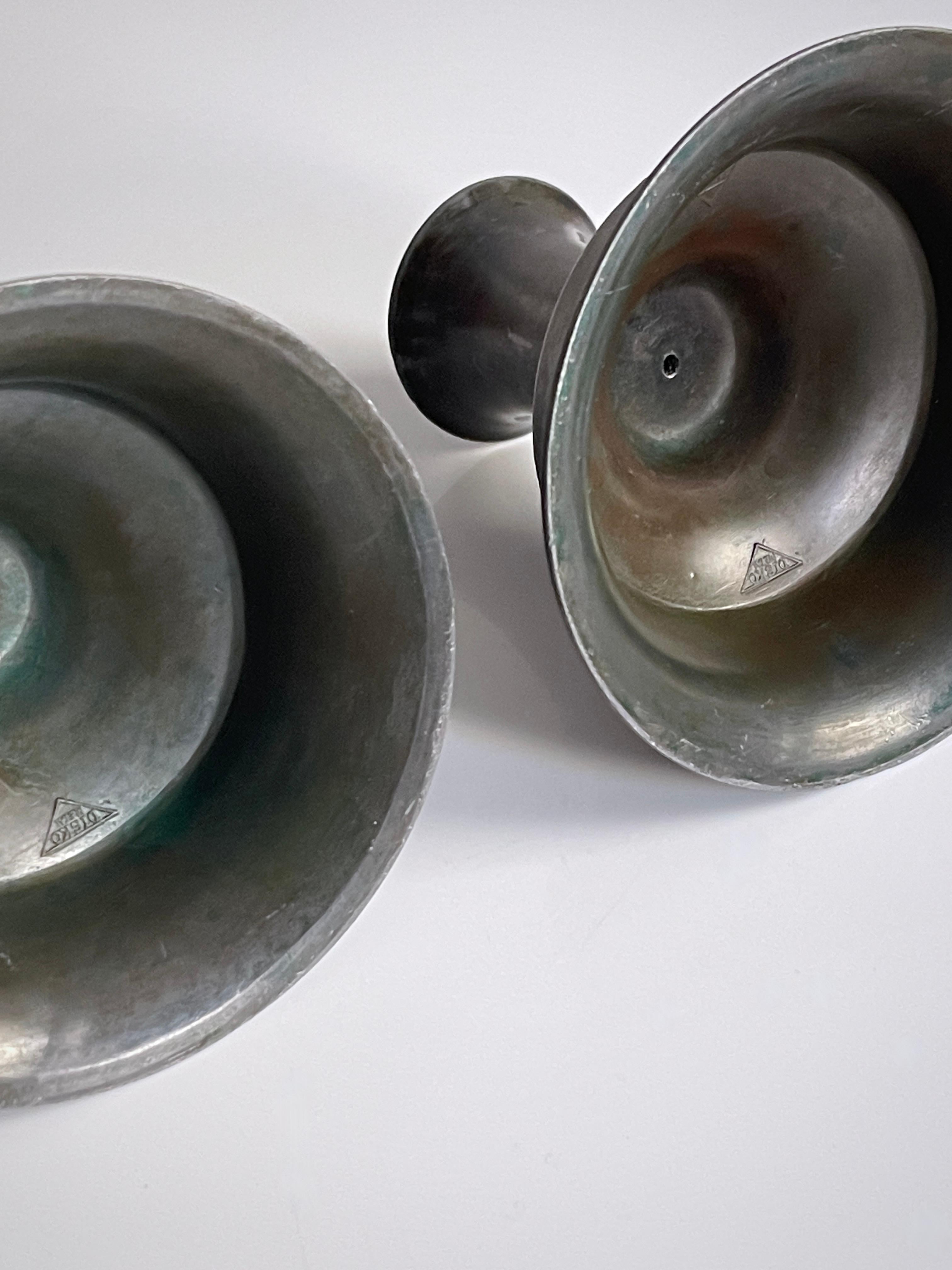 20th Century Rare pair of candlesticks by Danish sculpture and silversmith Just Andersen 1920 For Sale