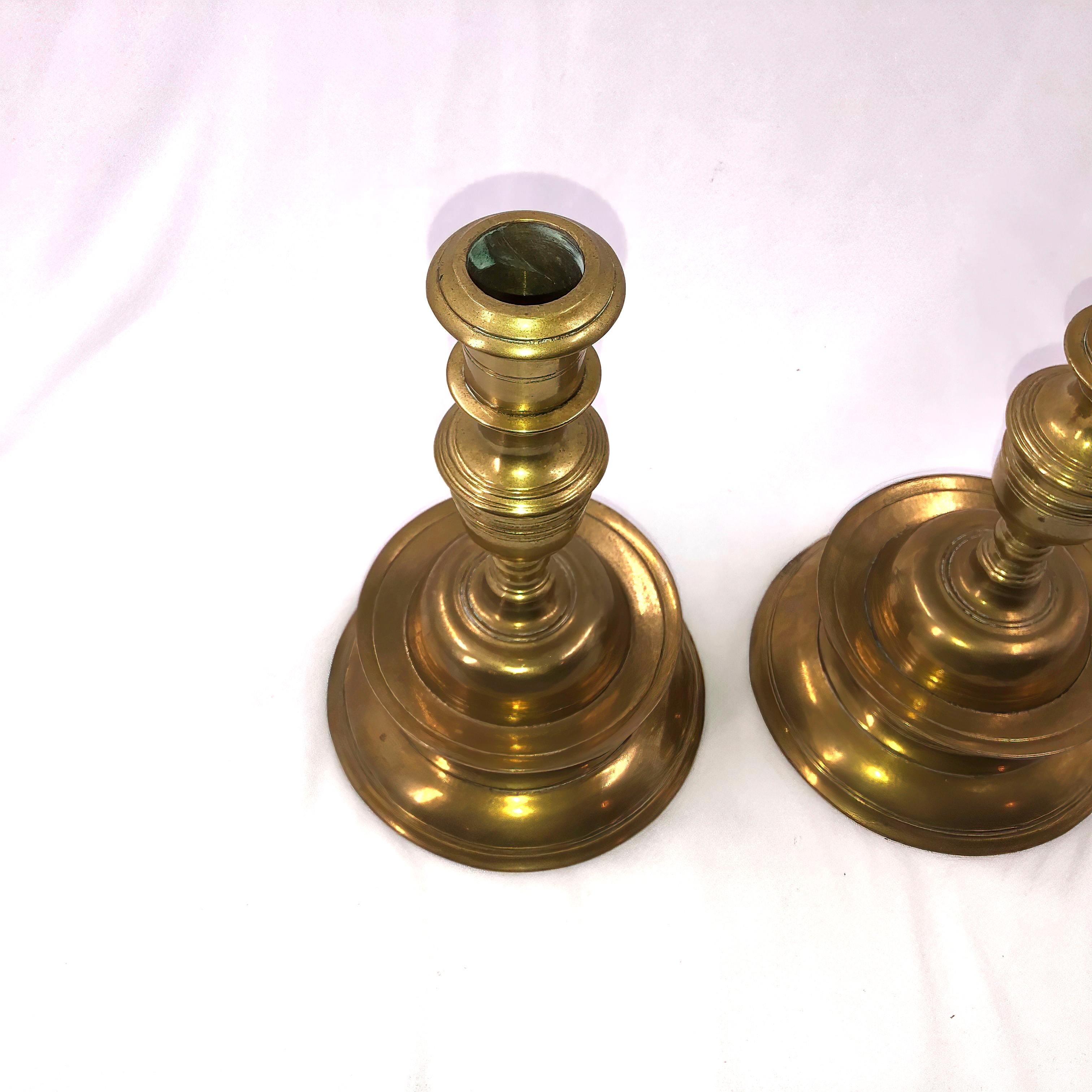 Queen Anne Rare Pair of Capstan Candlesticks