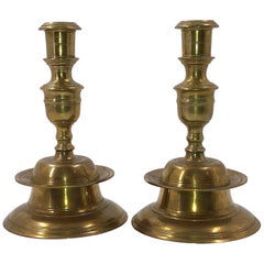 Antique Rare Pair of Capstan Candlesticks