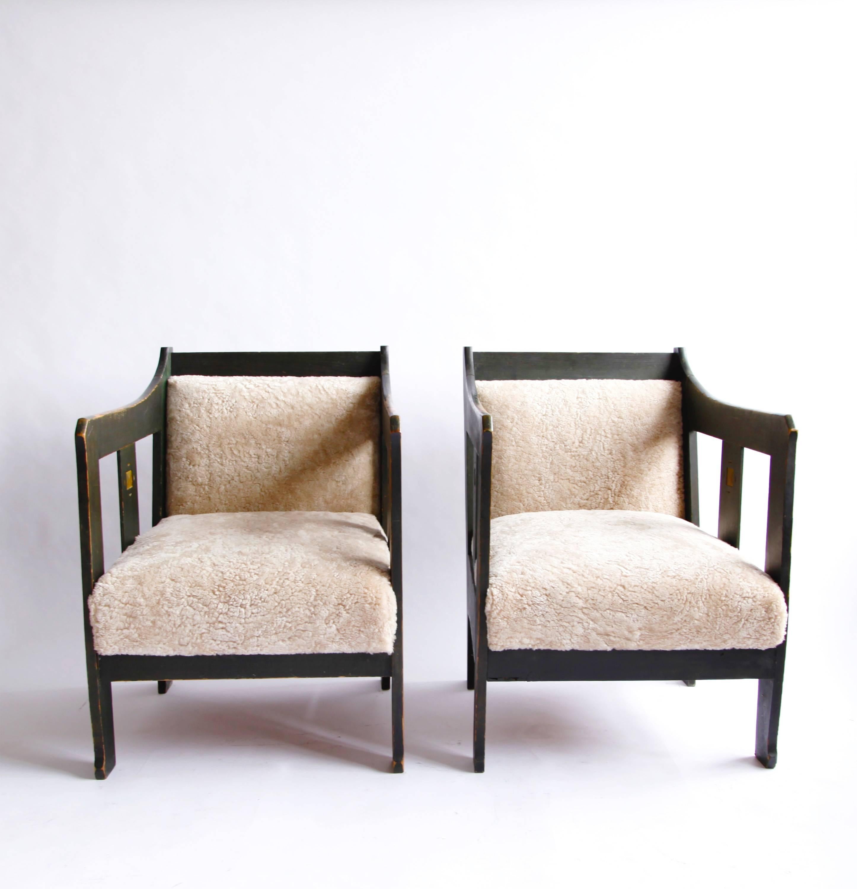 Scandinavian Modern Rare Pair of Carl Westman Attributed Easy Chairs