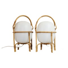 Rare Pair of Cestita Lamps by Miguel Mila for Tramo, 1960s