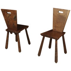 Rare Pair of Chairs by Atelier Marolles, France, circa 1946