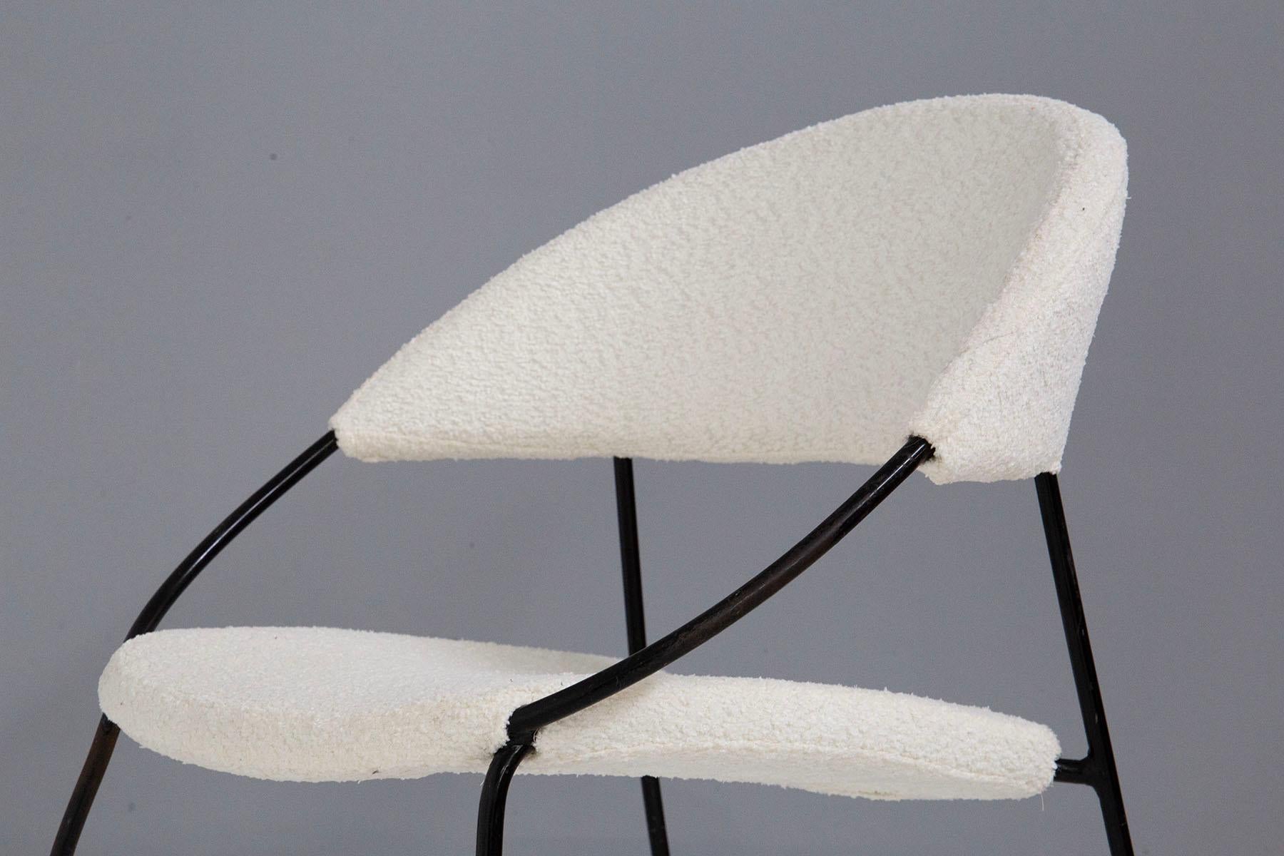 Rare Pair of Chairs by Gastone Rinaldi Model Du 41 Rima, in White Bouclè For Sale 4
