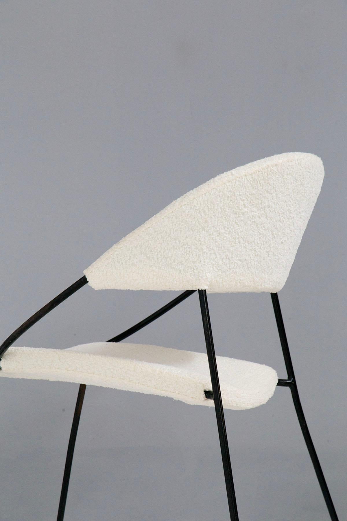 Mid-Century Modern Rare Pair of Chairs by Gastone Rinaldi Model Du 41 Rima, in White Bouclè For Sale