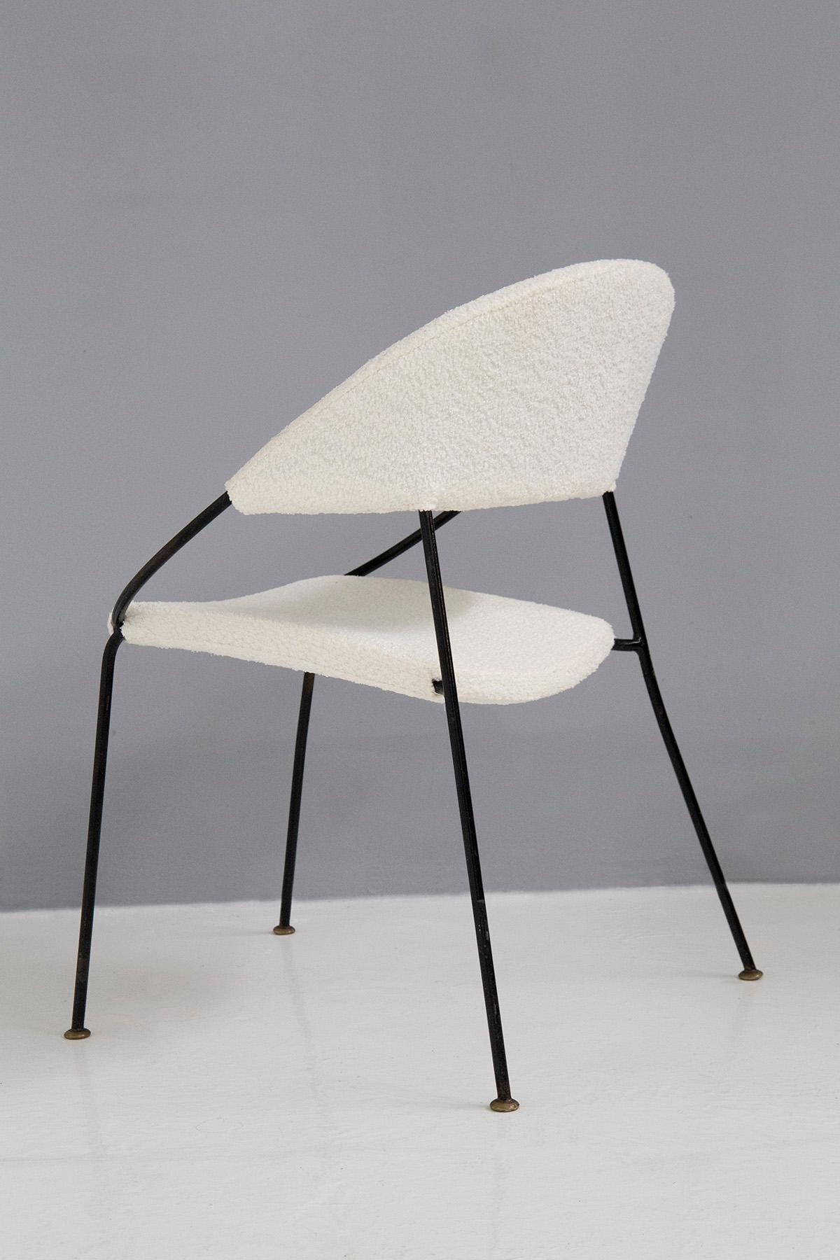 Italian Rare Pair of Chairs by Gastone Rinaldi Model Du 41 Rima, in White Bouclè For Sale