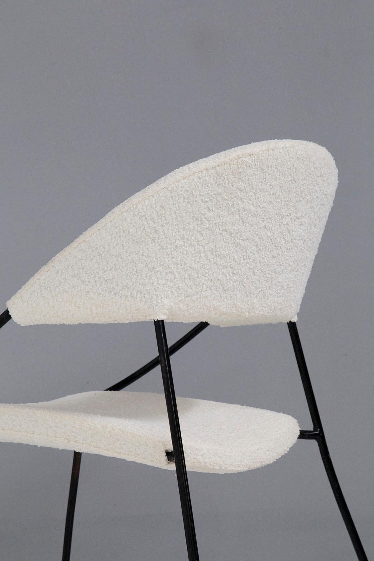 Rare Pair of Chairs by Gastone Rinaldi Model Du 41 Rima, in White Bouclè In Good Condition For Sale In Milano, IT