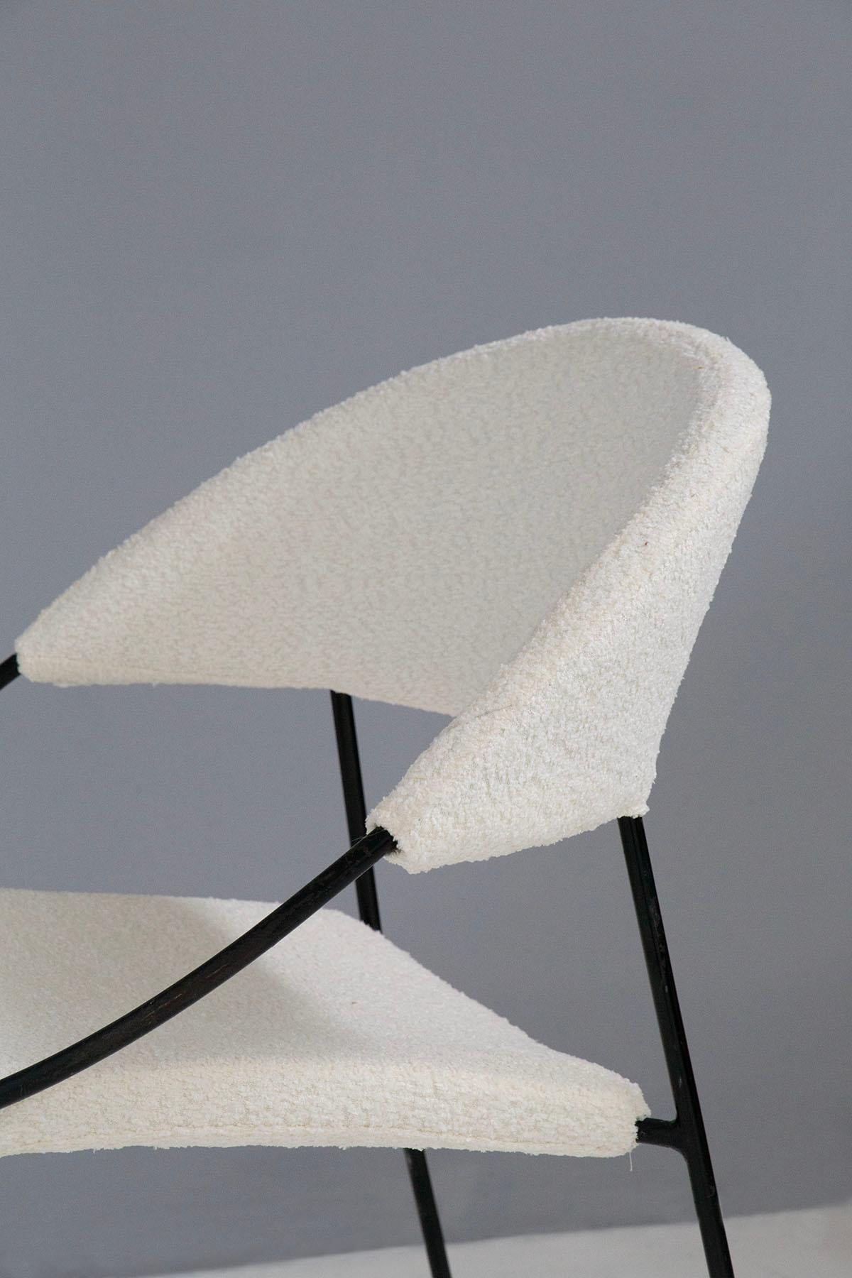 Mid-20th Century Rare Pair of Chairs by Gastone Rinaldi Model Du 41 Rima, in White Bouclè For Sale