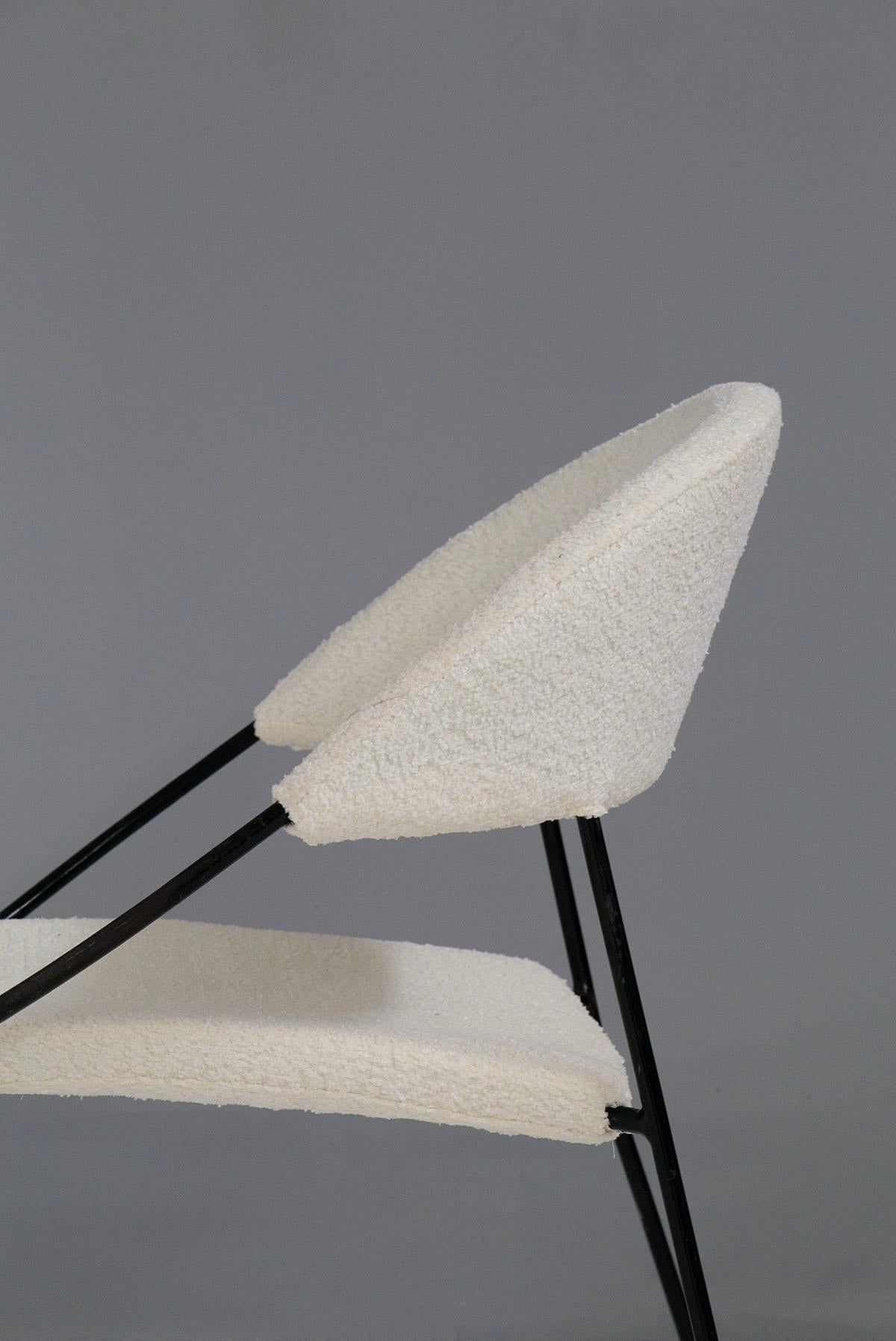 Rare Pair of Chairs by Gastone Rinaldi Model Du 41 Rima, in White Bouclè For Sale 1