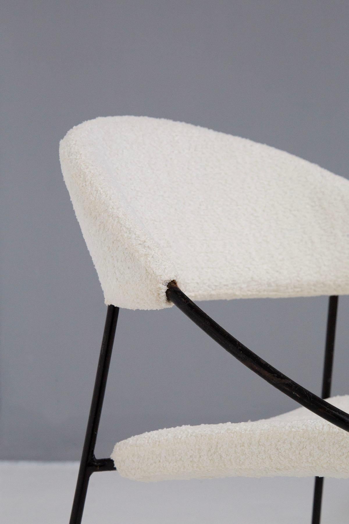Rare Pair of Chairs by Gastone Rinaldi Model Du 41 Rima, in White Bouclè For Sale 2