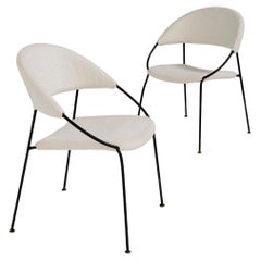 Rare Pair of Chairs by Gastone Rinaldi Model Du 41 Rima, in White Bouclè