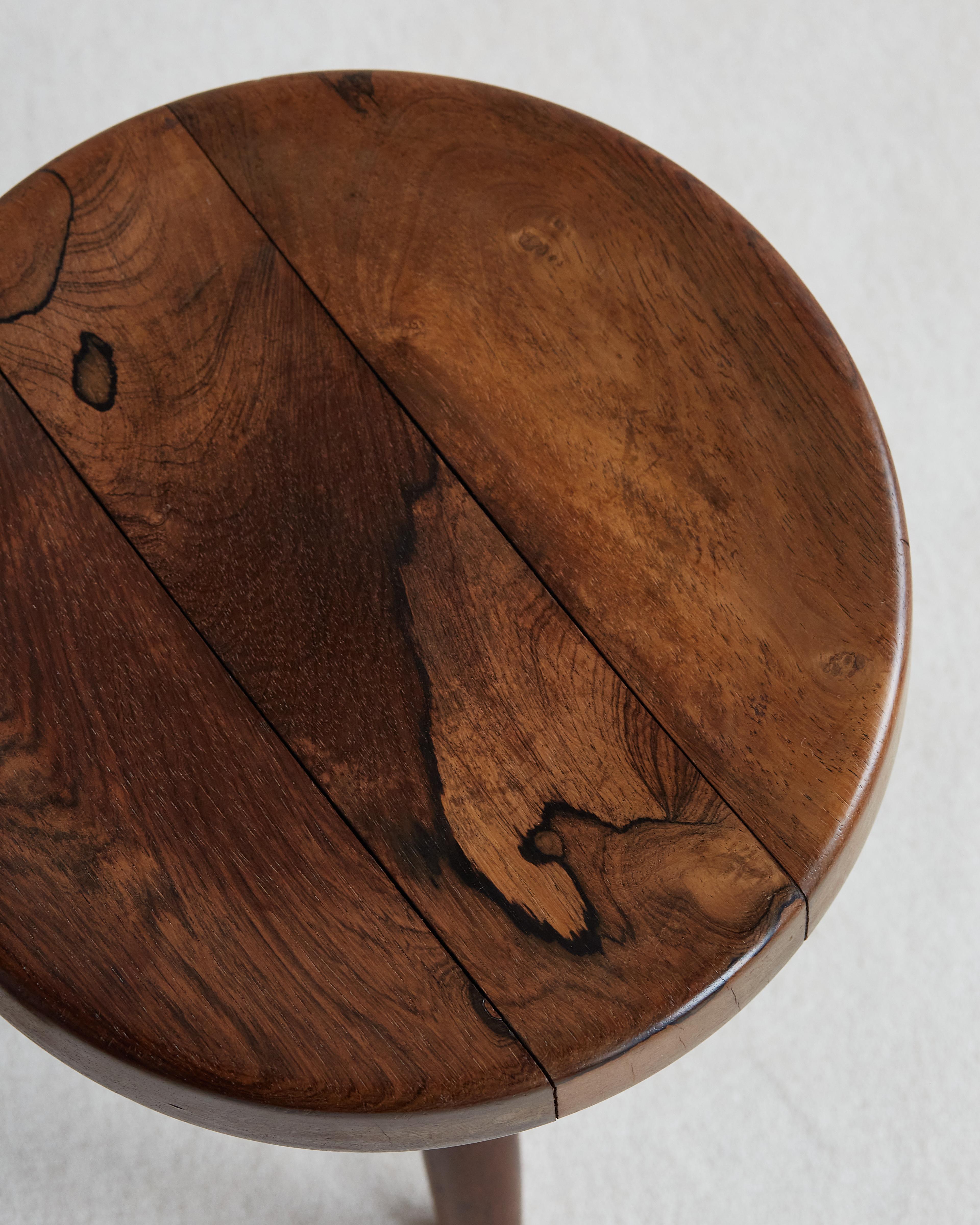 French Rare Pair of Charlotte Perriand Berger Stools in Jacaranda, Brazilian Rosewood