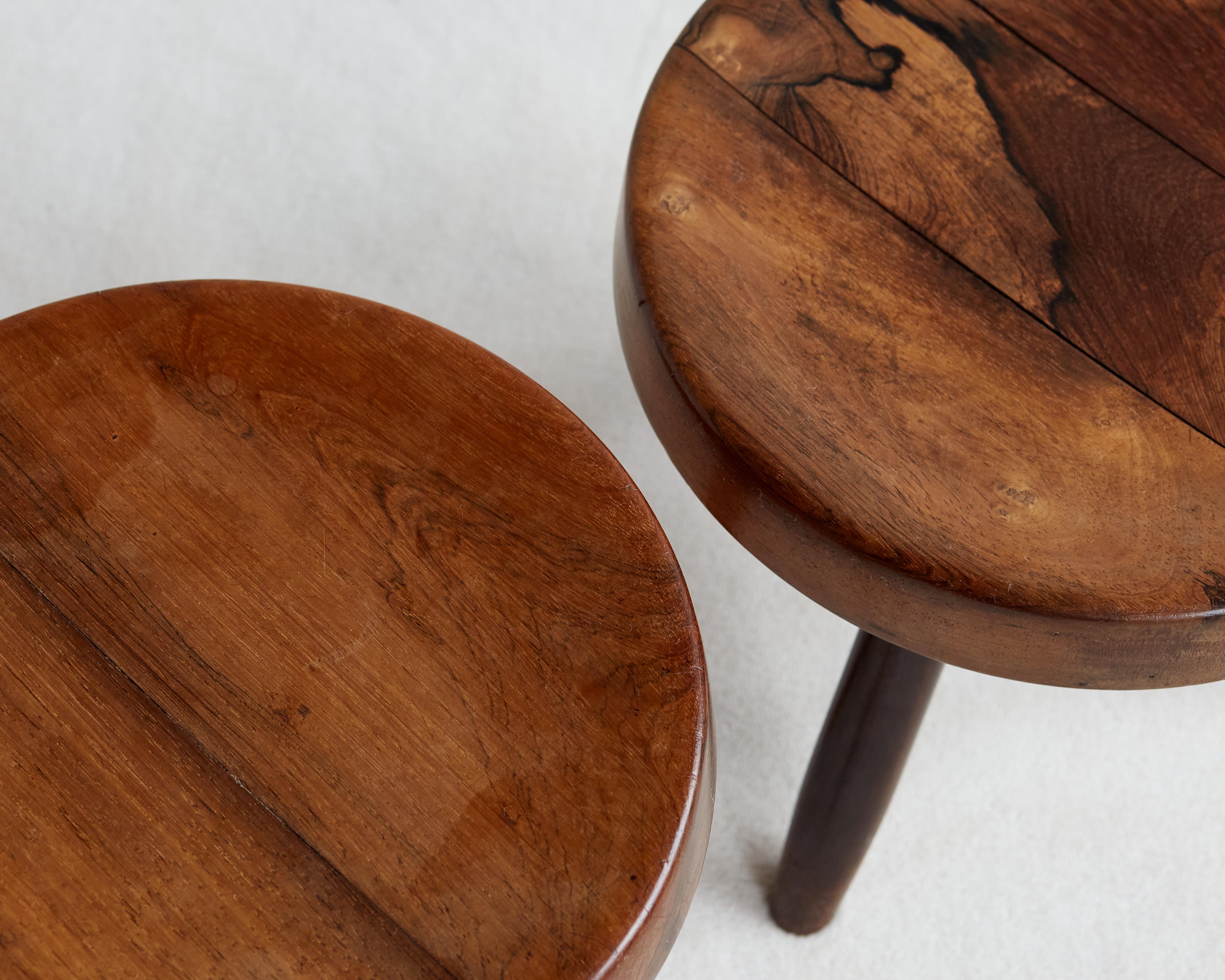 Rare Pair of Charlotte Perriand Berger Stools in Jacaranda, Brazilian Rosewood In Good Condition In Brooklyn, NY