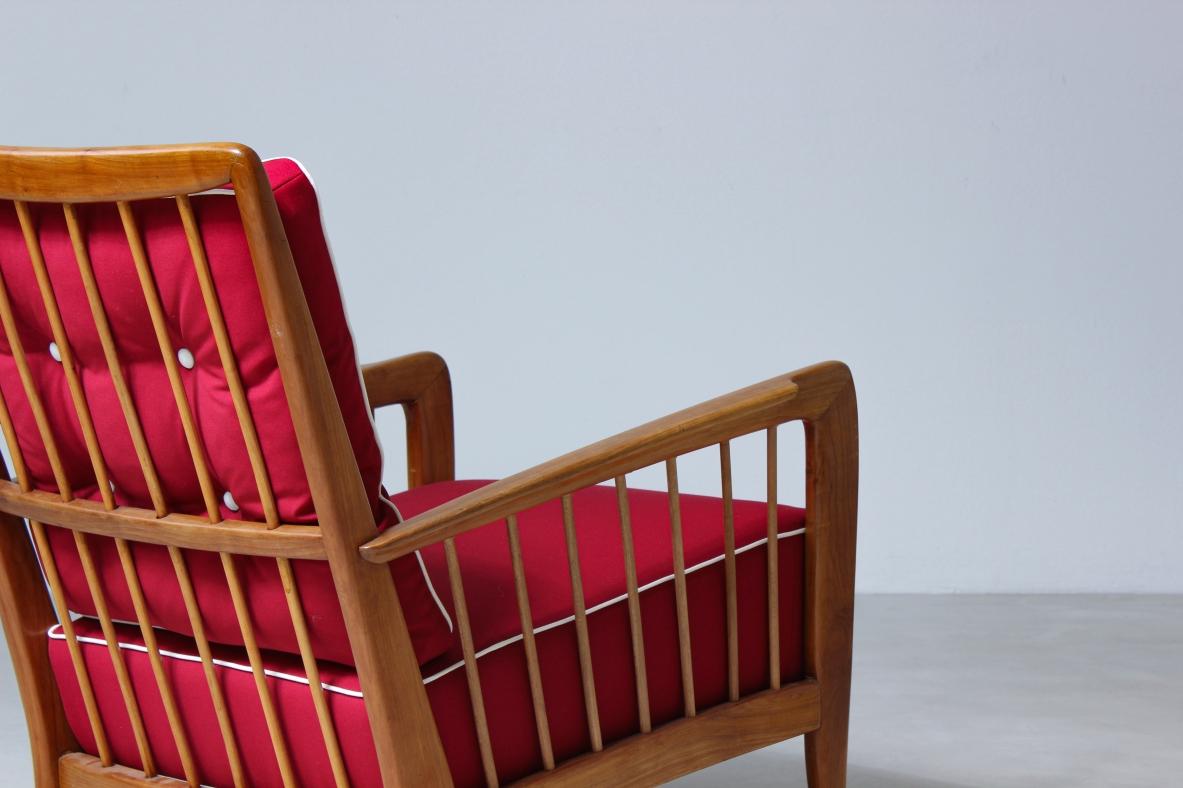 Rare Pair of Cherry Wood Armchairs by Paolo Buffa In Excellent Condition For Sale In Milano, IT