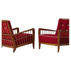 Rare Pair of Cherry Wood Armchairs by Paolo Buffa