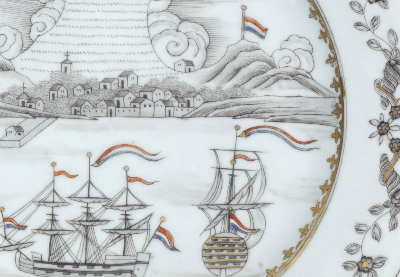 Seltenes Paar chinesischer Export-Porzellanteller „Table Bay“ oder „Cape of Good Hope“ (18. Jahrhundert) im Angebot